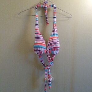Womans L a.n.a Red and Blue Bikini Halter Top with Triangular Cups Wrap Around
